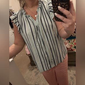 Striped sleeveless blue top